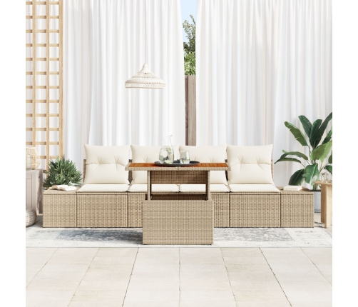 Set de sofá de jardín  Set de 5 Beige Ratán Muebles de exterior