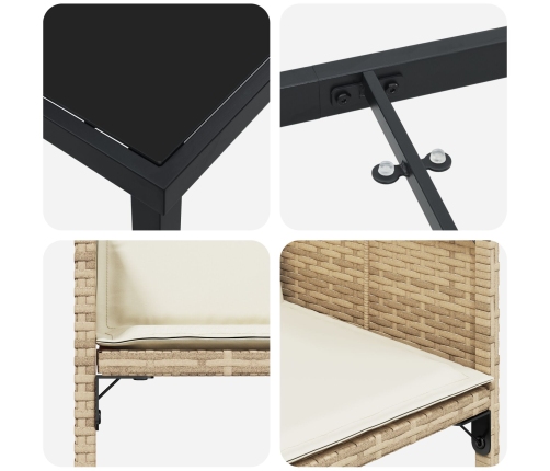 Conjunto de Comedor de Jardín de 5 Piezas con Cojines Beige Ratan PE