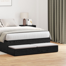 Cajones para Cama  Negros 120x36.5x16.5 cm Madera Elaborada
