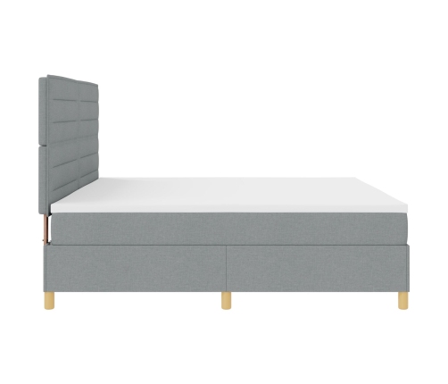Cama Base Tapizada con Colchón Gris Claro 200x200 cm Tela