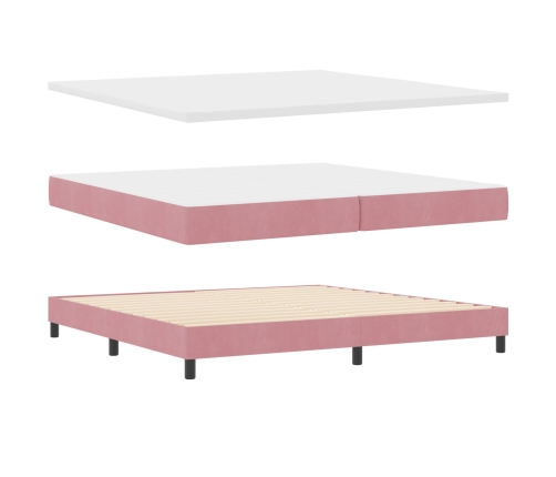 Cama con Somier y Colchón  Rosa 200x200 cm Terciopelo