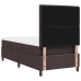 Cama con Base de Resortes con Colchón y LED Marrón Oscuro 100x200 cm Tela