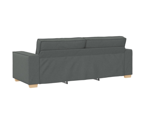 Conjunto de Sofá de 3 Piezas con Cojines en Tela Gris Oscuro