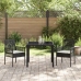 Conjunto de Comedor de Jardín de 3 Piezas con Cojines Ratan Sintético Negro