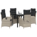 Set de Comedor de Jardín de 5 Piezas con Cojines Gris Claro Poliratán