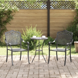 Sillas de Jardín  2 pcs Negras de Aluminio