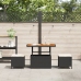 Set de Comedor de Jardín de 3 Piezas con Cojines Negro de Poliratán y Acacia