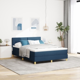 Cama Somier con Colchón Azul 140x190 cm Tela
