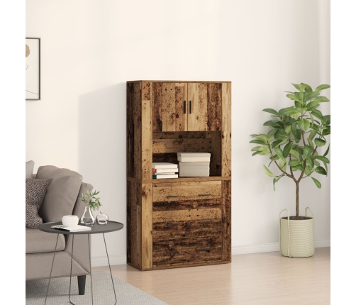 Highboard Madera Envejecida 80x33x150 cm Madera Estratificada