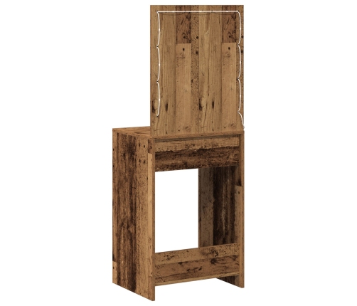 Mesa de tocador  con luces LED Madera antigua 50x41x135 cm