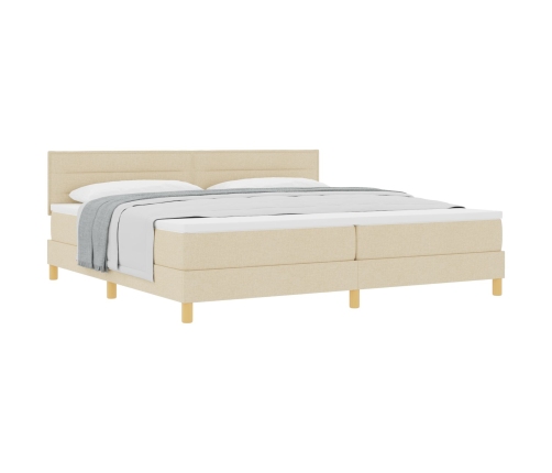 Cama con Base de Resortes con Colchón Crema 200x200 cm Tela