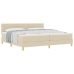 Cama con Base de Resortes con Colchón Crema 200x200 cm Tela