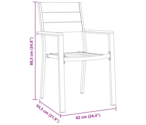 Conjunto de Comedor de Jardín de 5 Piezas Negro HDPE