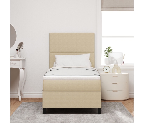 Cama con Box Spring  con Colchón Verde Claro Gris 100x200 cm Tela de Pana