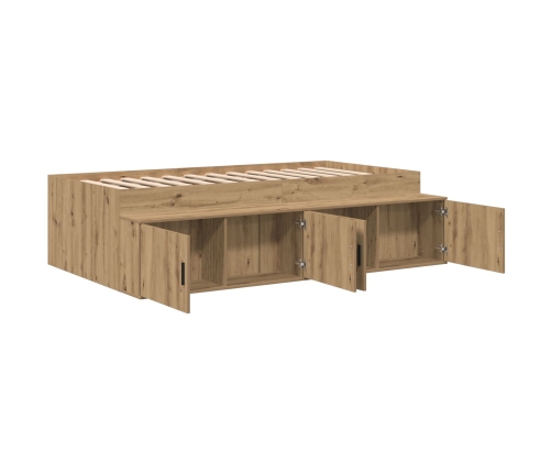 Estructura de Cama de Almacenamiento Roble Artesanal 90x200 cm