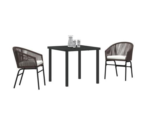 Juego de comedor de jardín de 3 piezas Marrón Poliratán