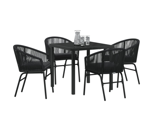Conjunto de Comedor de Jardín de 5 Piezas Negro Ratán Polímero