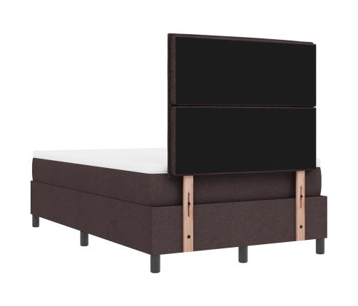 Cama con Somier y Colchón & Banco Marrón Oscuro 120x200 cm Tela