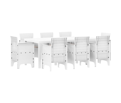 Conjunto de Comedor Jardín de 9 Piezas con Cojines, Ratán Blanco