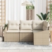 Conjunto de Sofá de Jardín de 4 Piezas con Cojines Beige Poliéster