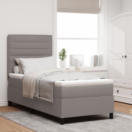 Cama con somier con colchón y LED taupe 100x200 cm tela