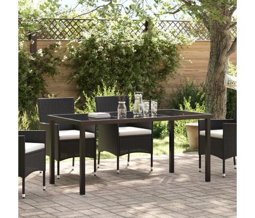 Mesa de Jardín  Negra 160x80x73 cm Vidrio Templado