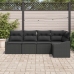 Set de sofá de jardín de 5 piezas con cojines Negro Poliratán