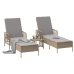 Conjunto de Tumbonas  Set de 3 Beige Ratán PE, metal Plegable