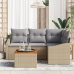 Conjunto de sofá de jardín de 5 piezas con cojines beige de ratán sintético de acacia