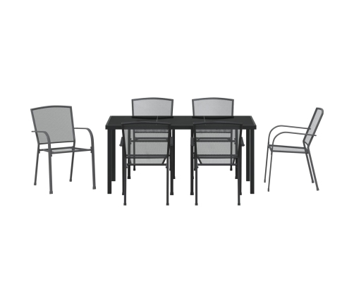 Set de Comedor Jardín de 7 Piezas  Acero Antracita
