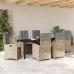 Juego de comedor de jardín  de 7 piezas con cojines - Poliratán beige