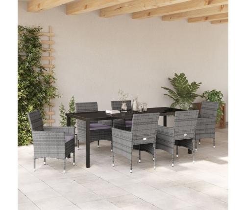 Set de Comedor de Jardín de 2 Piezas Gris Ratán de Poliéster