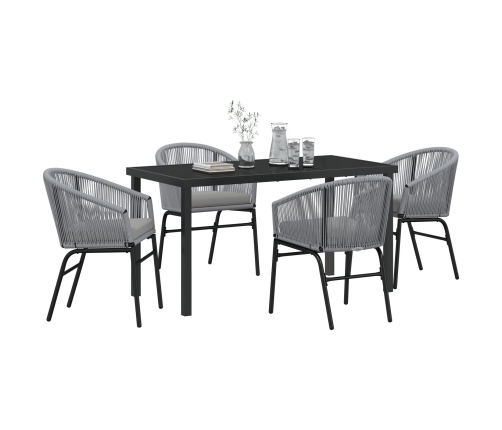 Conjunto de comedor de jardín de 5 piezas  Gris Poliratán