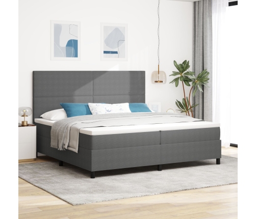 Cama con Somier  con Colchón y Luz LED Gris 200x200 cm Tela de Pana