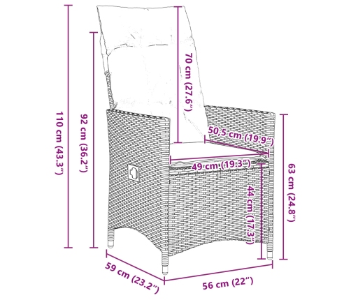 Set de comedor de jardín de 5 piezas  con cojines Beige Rattán poliéster