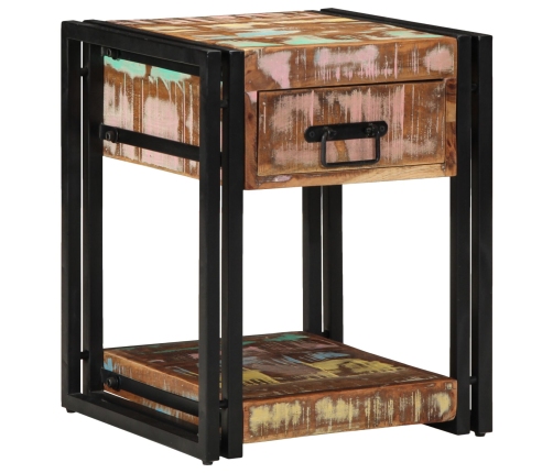 Mesita de noche 40x40x50 cm de madera maciza recuperada