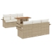 Conjunto de Sofá de Jardín de 7 Piezas con Cojines Beige Ratán Poliéster Acacia