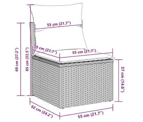 Conjunto de Sofá de Jardín  Conjunto de 9 Beige Polirratán Moderno
