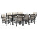 Conjunto de Comedor de Jardín de 9 Piezas  con Cojines Negro Poliratán