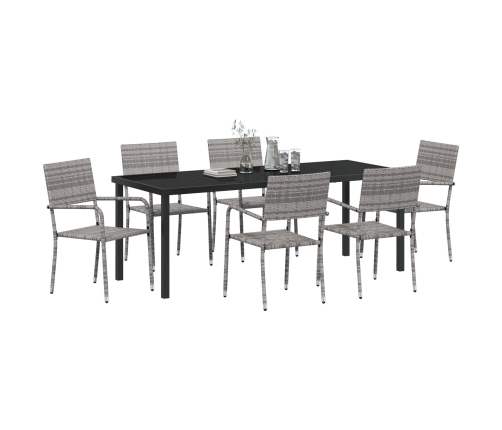 Conjunto de Comedor de Jardín  de 7 Piezas Gris de Poliratán