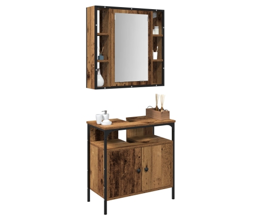 Set de Muebles de Baño de 2 Piezas de Madera Vieja y Madera Ingenierizada