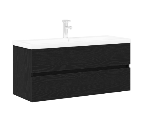 Gabinete de Fregadero  con Lavabo Incorporado de Roble Negro y Madera Elaborada, Gabinete de Fregadero  de Roble Negro 90x38.5x45 cm Madera Elaborada