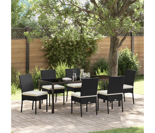Juego de Comedor de Jardín de 7 Piezas Negro Poliratán