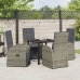 Set de Comedor de Jardín de 5 Piezas con Cojines Gris Ratán Poliéster