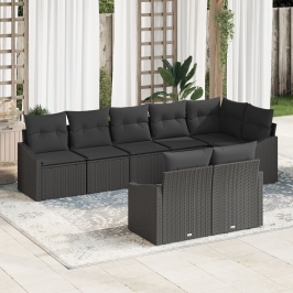 Conjunto de Sofás de Jardín  Conjunto de 8 Negro Ratán