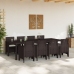 Conjunto de Comedor de Jardín de 9 Piezas con Cojines Marrón Poliratán