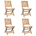 Sillas de Jardín Plegables  con Cojín Blanco 4pcs de Madera Sólida de Acacia