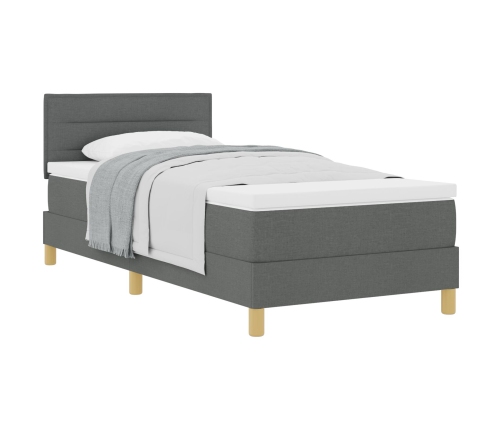 Cama Box Spring  con Colchón Gris Oscuro 100x200 cm Tela