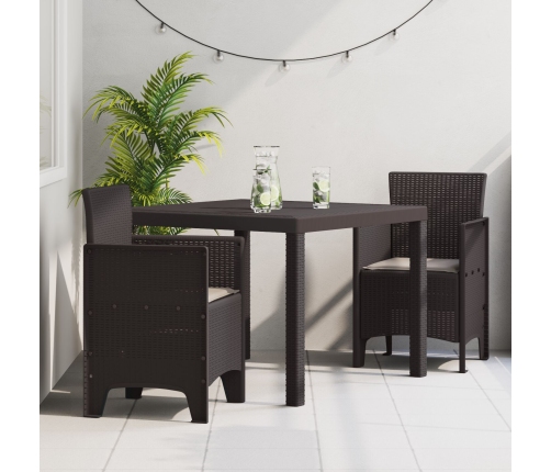 Juego de Comedor de Jardín Set de 3 Marrón Oscuro Polipropileno