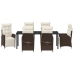 Set de Comedor de Jardín de 7 Piezas en Rattan Poliéster Marrón